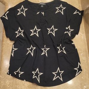 Buffalo David Bitton Black Blouse with White Star Design